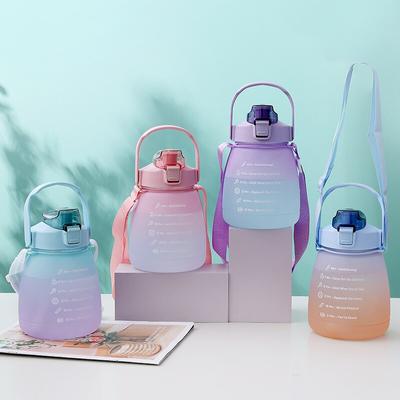1 stück 1,3 L Frosted Gradient Dual Farbe Wasserflasche Große Bauch Tasse Tragbare Trinkbecher Outdoor Sport Fitness