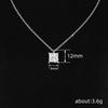 Ladies' Simple Square Pendant Necklace, Square Synthetic Zircon Inlay, Elegant Jewelry for Daily Wear Collarbone Chain, Birthday Gift
