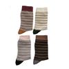 Striped Socks, Mid-Tube Socks, Classic Retro Contrasting Colors, Versatile Literary Niche Design, Piled Up Socks