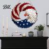 Summer Party Decoration Patriotic Wreath for Front Door Handmade 4th of July Hanger Red White Blue American Wooden Hanging Plaque Wall Porch Memorial