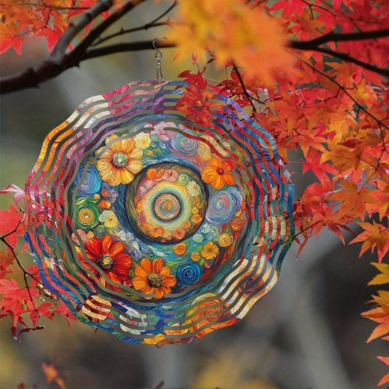 10 Zoll Hängender Windspinner mit 360-Grad-Haken für Balkon-Gartendekor Frühling Sommer Außendekoration