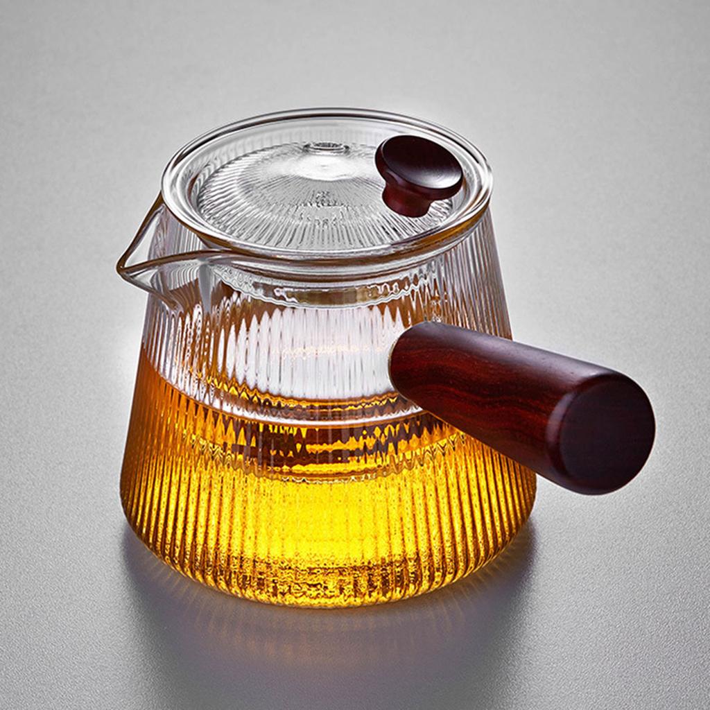 Side Handle Teapot Glass Single Pot Heat-Resistant Wood Handle Filter Household Electric Ceramic Stove Tea Pot Kung Fu Tea Set