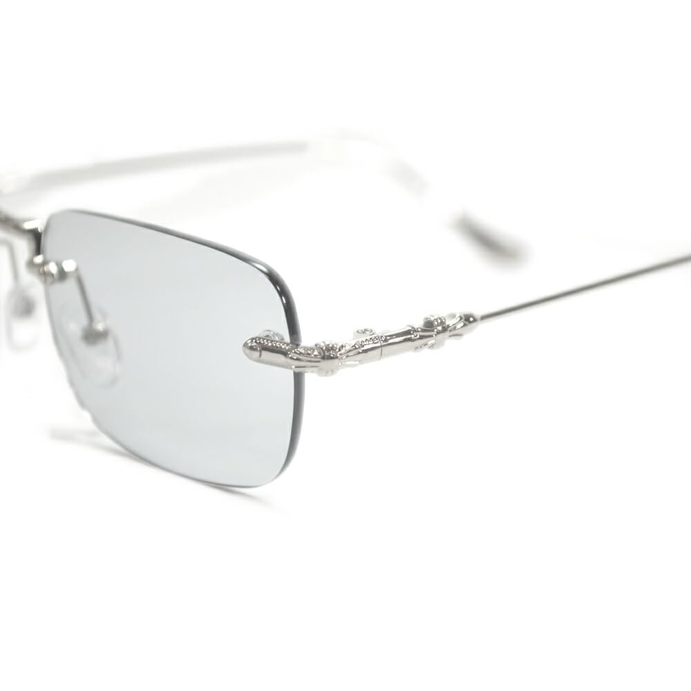 MERRY PLEASURE Sunglasses for Men and UV Available in and Smoke Women, Protection, Two-Point Design, Rimless, Square, Light-Colored Lenses, Silver,