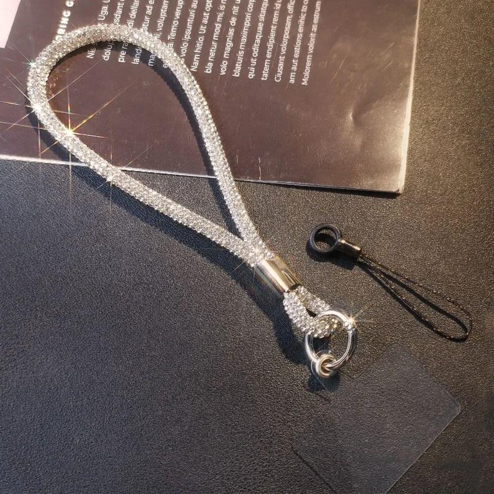 Trendy Glitter Rhinestone Phone Lanyard Bling Bling Flash Phone Wrist Straps Bright Diamond Crystal Keychain Phone Accessories