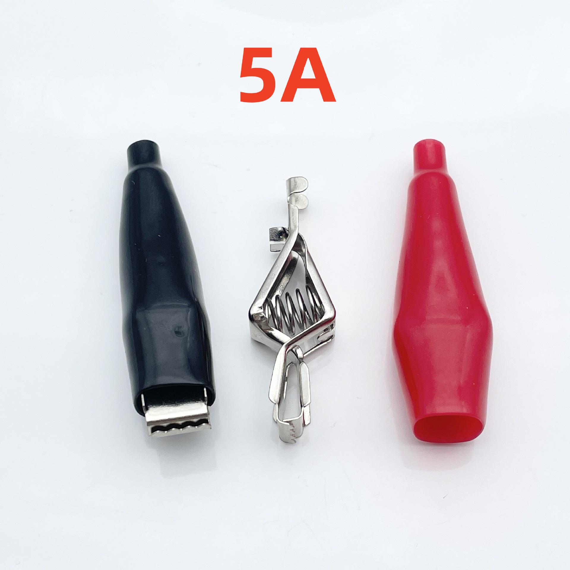 

Fully Sheathed Alligator Clips - Flat Mouth, 5A/10A/20A, with Spring Clip