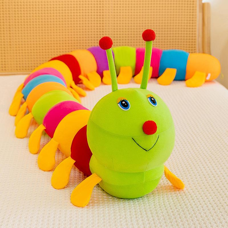 Jucărie de pluș nouă, drăguță, colorată, omidă, cadou păpușă pentru copii, pernă lungă