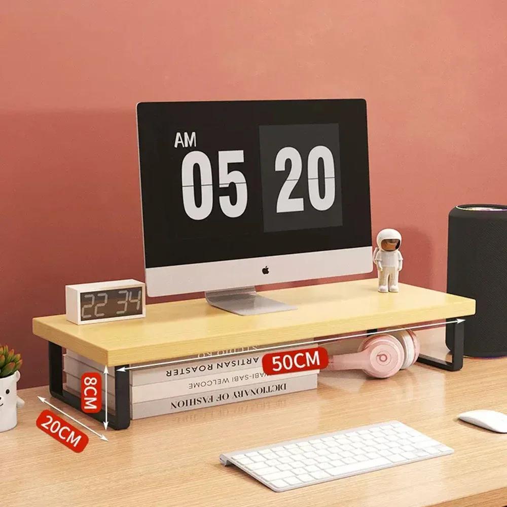 Monitor Computer Stand Rack Laptop Bracket Desktop Shelf Wooden Workbenches Holder Organizer for Home Office Table Accessories