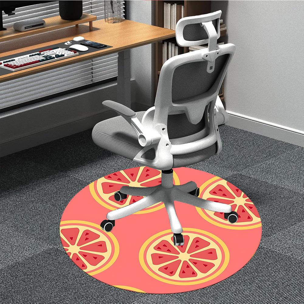 1pc Grapefruit Pattern Office Round Rug, Carpet for Office, Gaming, Lightweight Round Floor Mat yy260205074