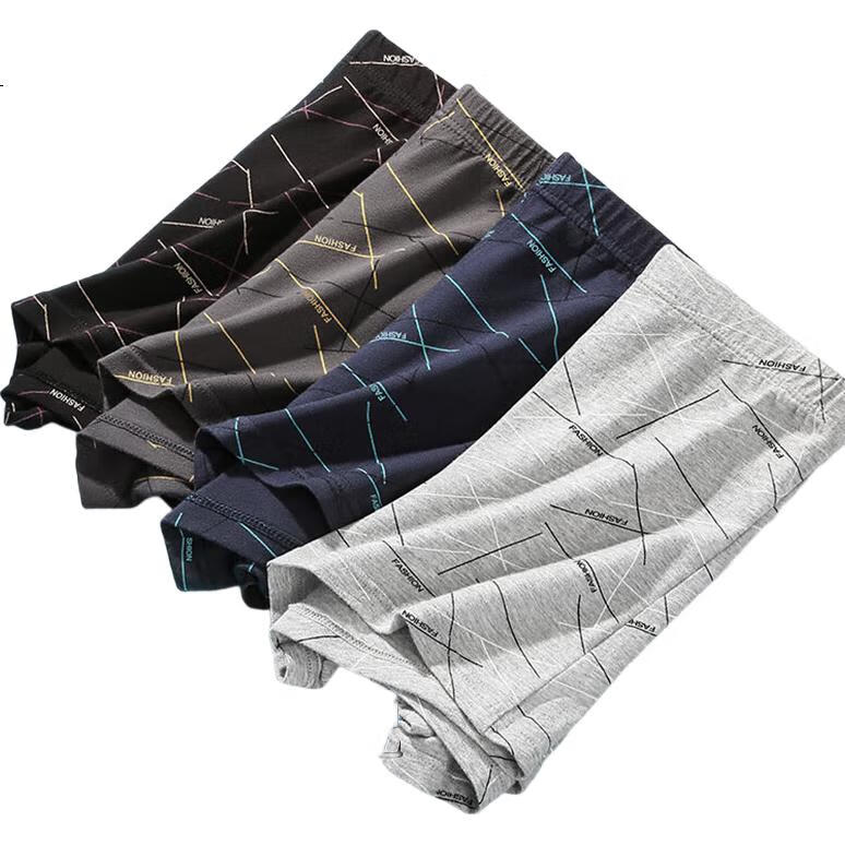 Hengyuanxiang 10A Antibacterial Men's Underwear, Pure Cotton Boxer Briefs, Anti-Mite Four-Corner Shorts, Large Size, 4-Pack