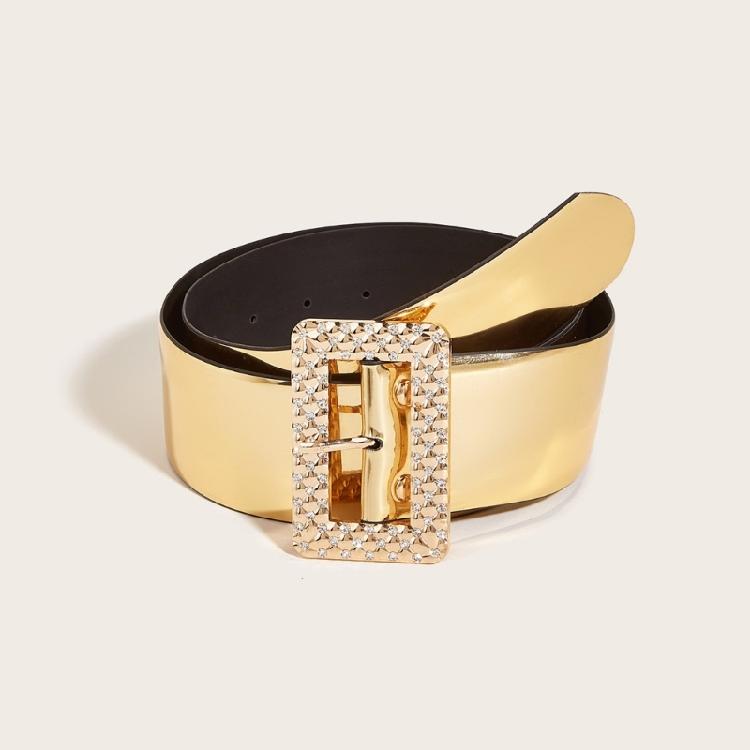 Female Belt Gold Color Glitter Waist Belt Decorative Belts for Womens Jeans