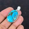 Tibetan Turquoise Pendant Gemstone Pendant 925 Sterling Silver Pendant Unique Style Jewelry Handmade Pendant Silver Jewelry Gifts for Mother
