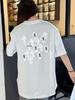 Women's High Version Rhinestone Applique Loose Fit Cotton Cropped T-shirt