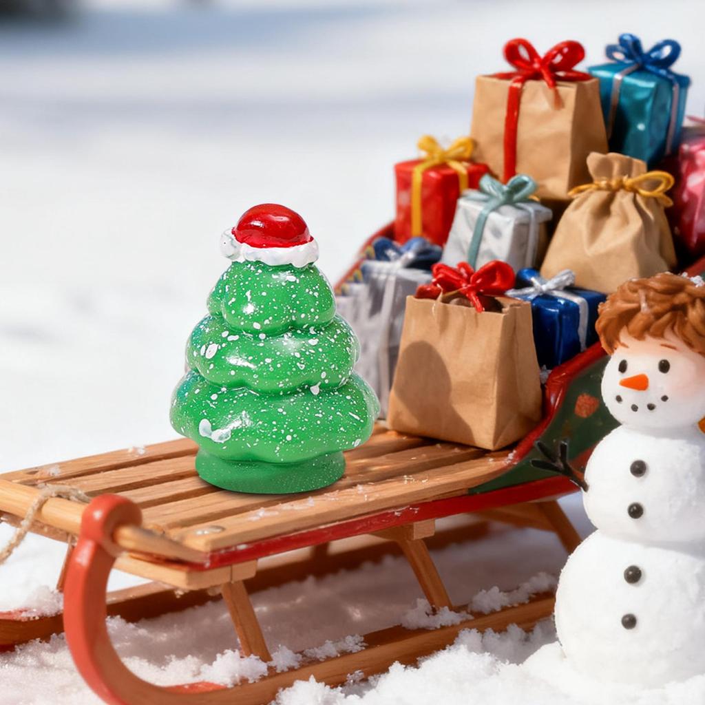 Mini Christmas Tree Creative Resin Table Sculpture Tabletop Little Christmas Tree Ornament For Room Mantel Shelf Tiered Tray