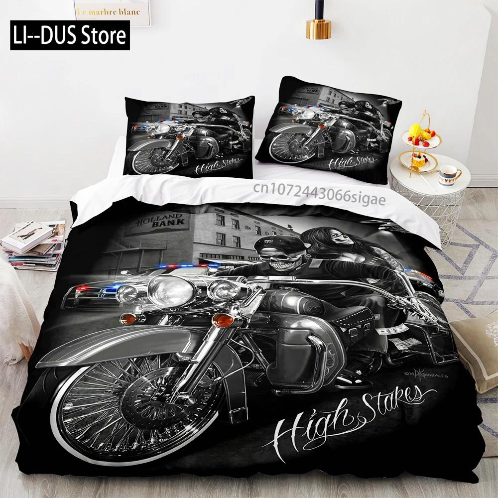 3D Print Cool Motorcycle Bedding Set Single Twin Full Queen King Size Bed Set Aldult Kid Bedroom Duvetcover Sets With Pillowcase