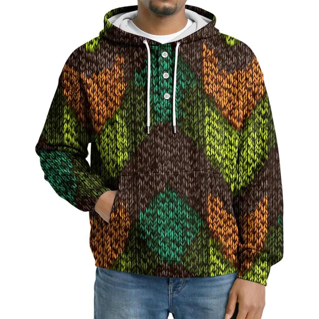 Men's Knit Hooded Sweatshirt Casual Long-Sleeve Sweatshirt
