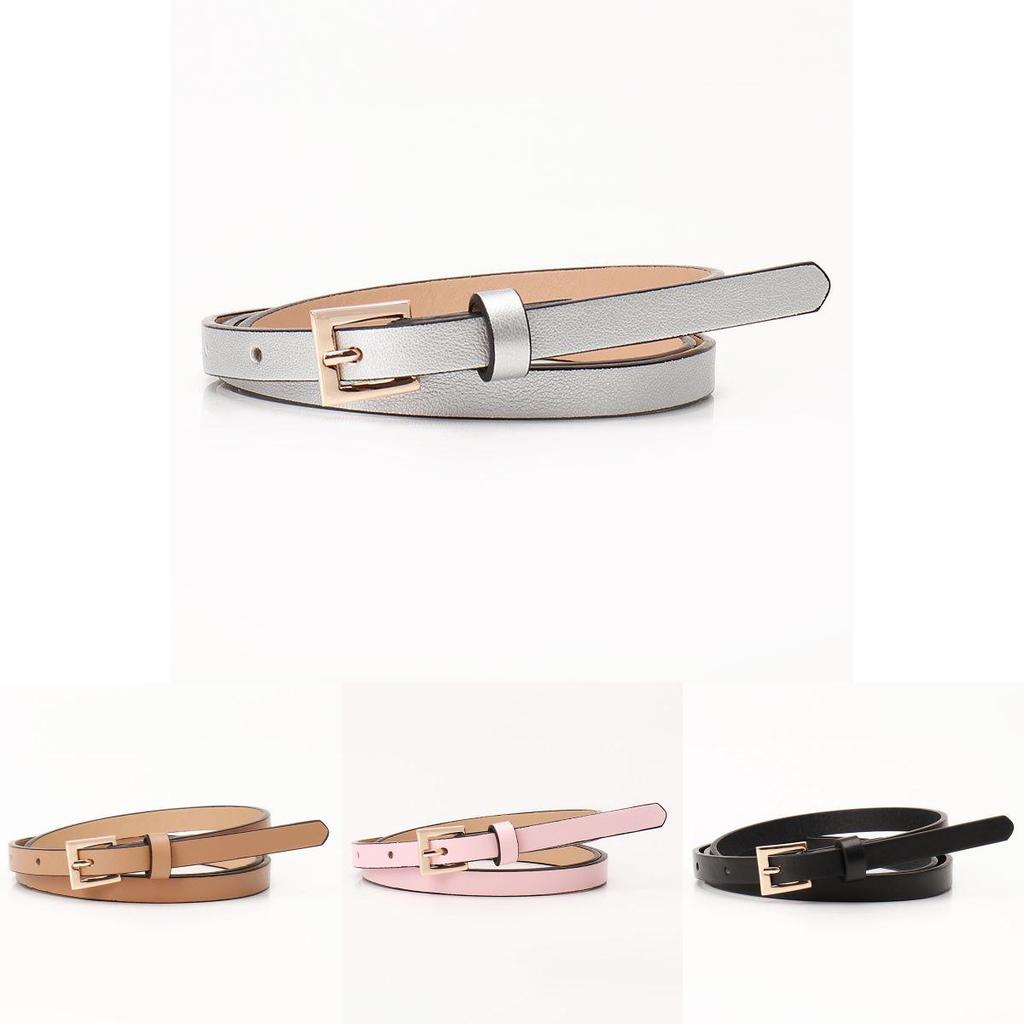 Fashion Minimalist Small Square Buckle Belt For Women With Alloy Pin Closure For Dress And Coat Accessory