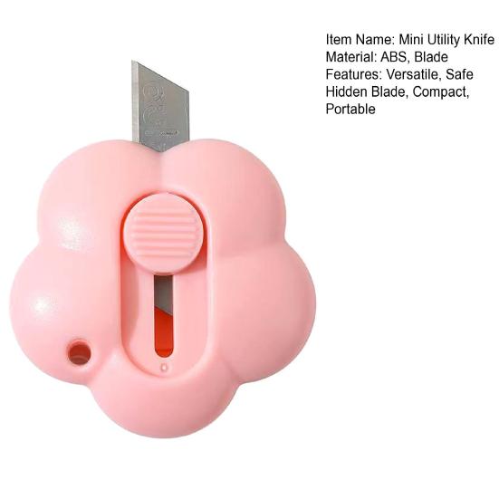 Cute Flower Mini Utility Knife Portable Retractable Blade for Opening Packages Scrapbooking Lightweight Compact Cutting Tool for Travel