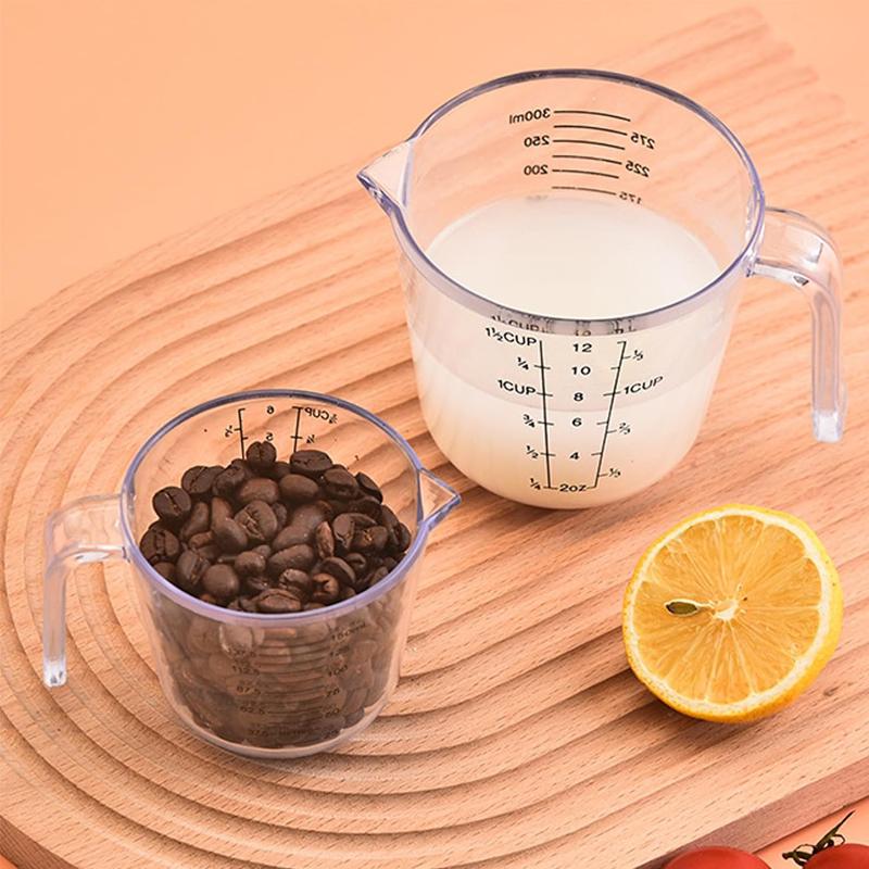 300ML,600ML,1000ML Transparent Plastic Measuring Cups Set with Angled Grip Multiple Stackable Liquid Measuring Cup