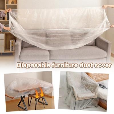 Transparent Disposable Dust Covers Waterproof Drawstring Dust-proof Cover All Wrapped Large Size Furniture Dust Cover