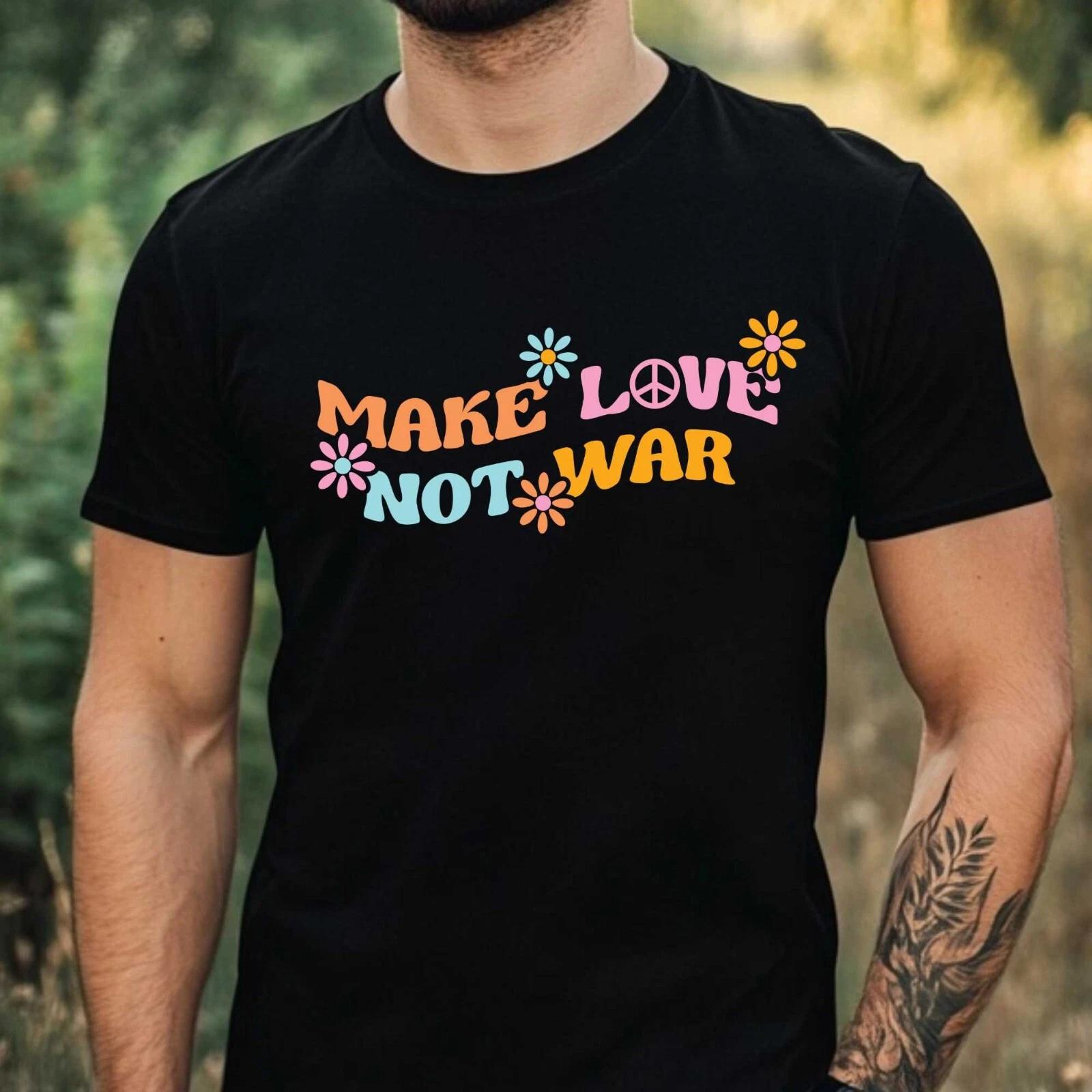 

Mens Make Love Not War Motif Cotton T-Shirt Size XS to 5XL- 4XL