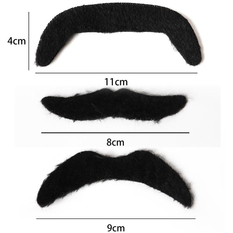 Black Fake Beard & Mustache Set - Unisex Costume Facial Hair for Halloween, Parties, Disguise Games & Pobooth Props