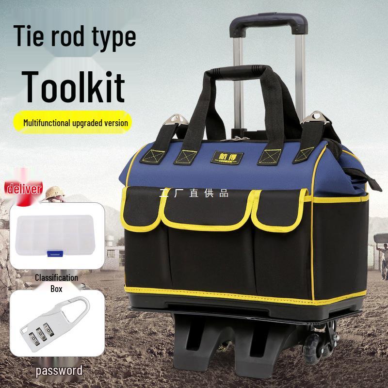 Durable Large-Capacity Rolling Tool Bag with Handle and Wheels