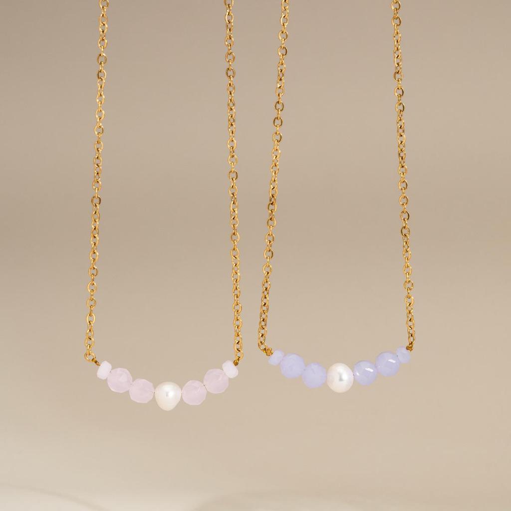 European Style Crystal Pearl Necklace - Simple, Stainless Steel Jewelry, Non-Fading, Versatile Design
