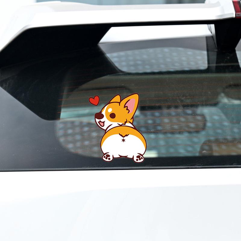 Cartoon Corgi Dog Stickers for Cars & Motorcycles - Rainproof