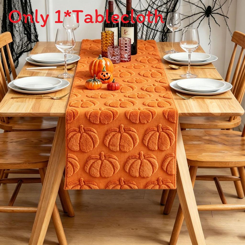 Polyester Halloween Table Runner With Embroidered Ghosts And Pumpkins For Party Decor