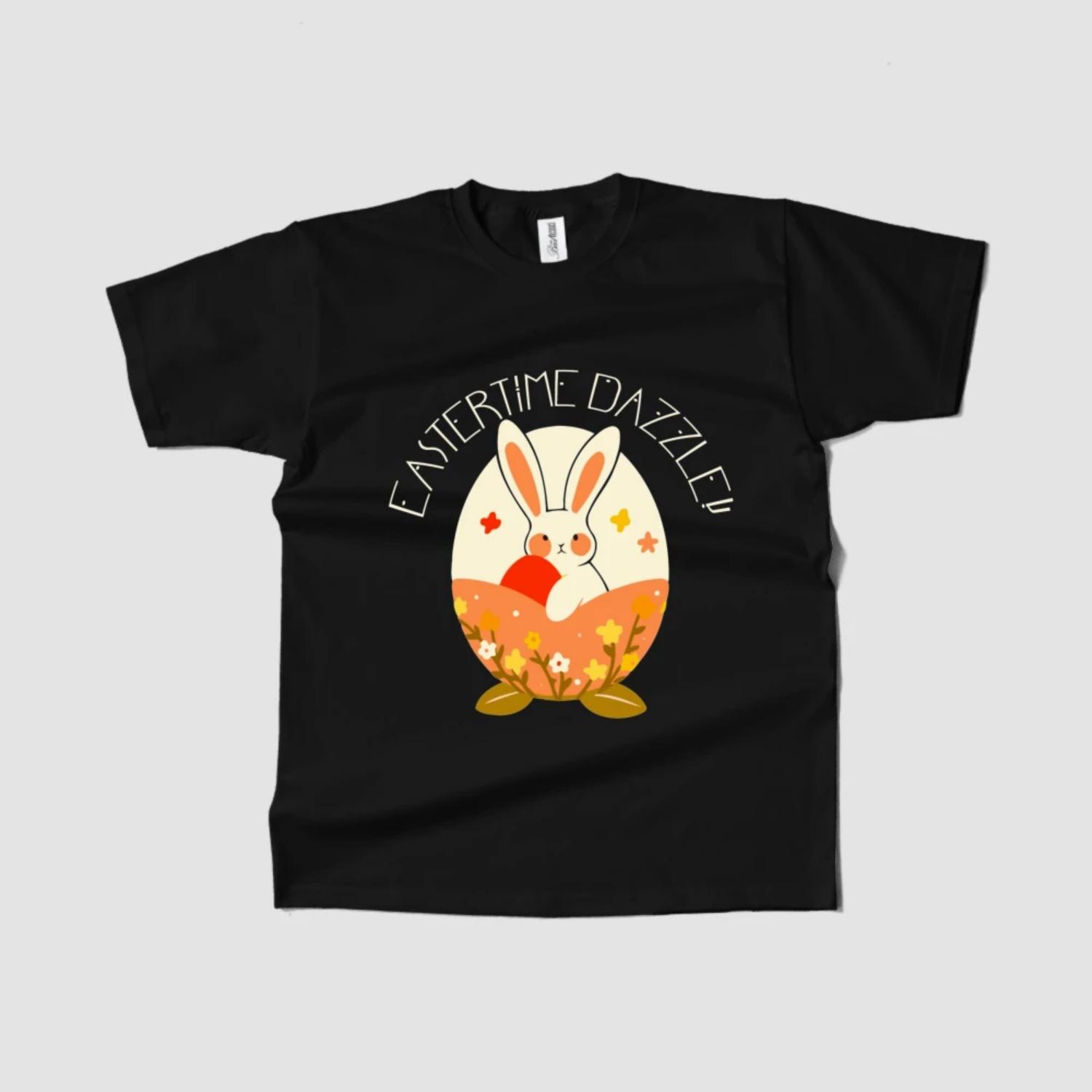

Women s T-Shirt Easter Bunny Graphic Short Sleeve Round Neck Spring Summer Trendy 2023 Fast Ship S чёрный