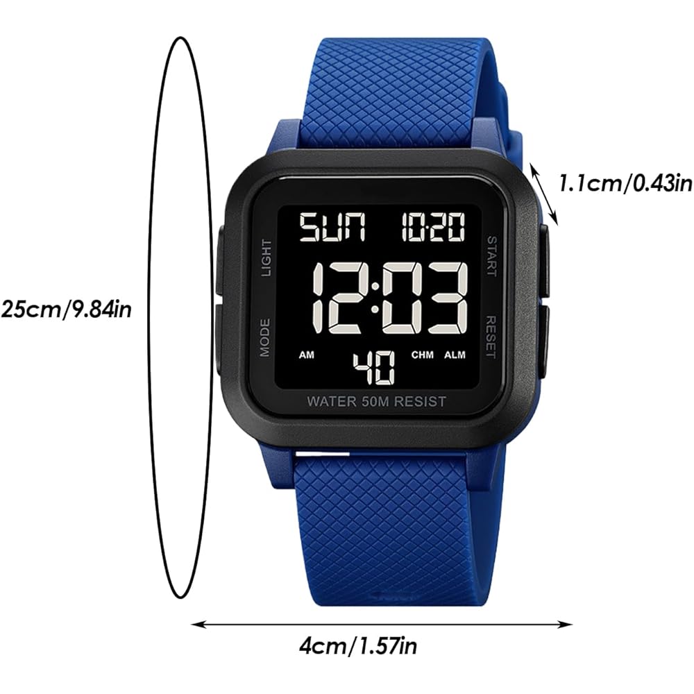 "Waterproof Sports Watch LED Display Backlight Durable Outdoor Adventure Timepiece for Men"