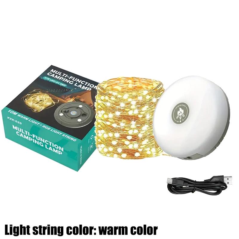 4in1 Camping Lamp Strip LED Atmosphere 10M Length Waterproof Recyclable Light Belt Outdoor Garden Decoration Lamp for Tent Room