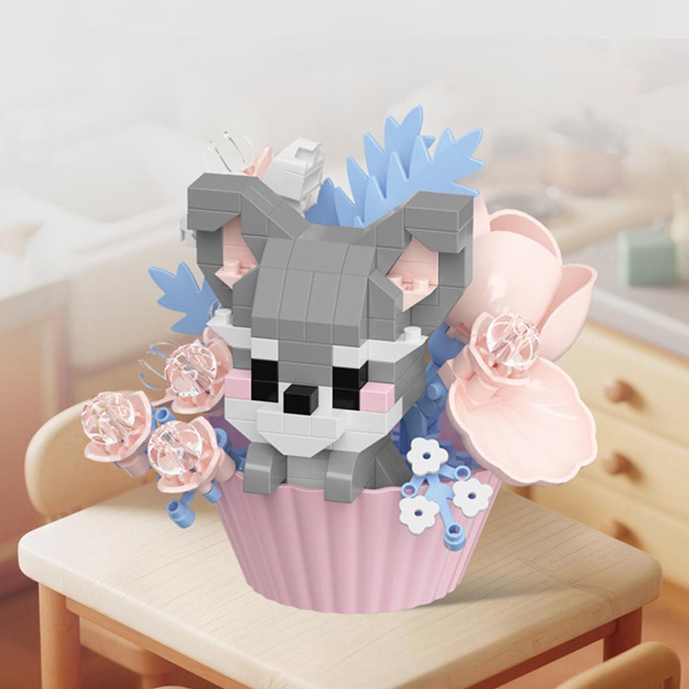 Creative Animal Building Blocks Cute Dessert Animal Cake Potted Kids Puzzle Assembly Small Toys Christmas Festival Gift Decorati