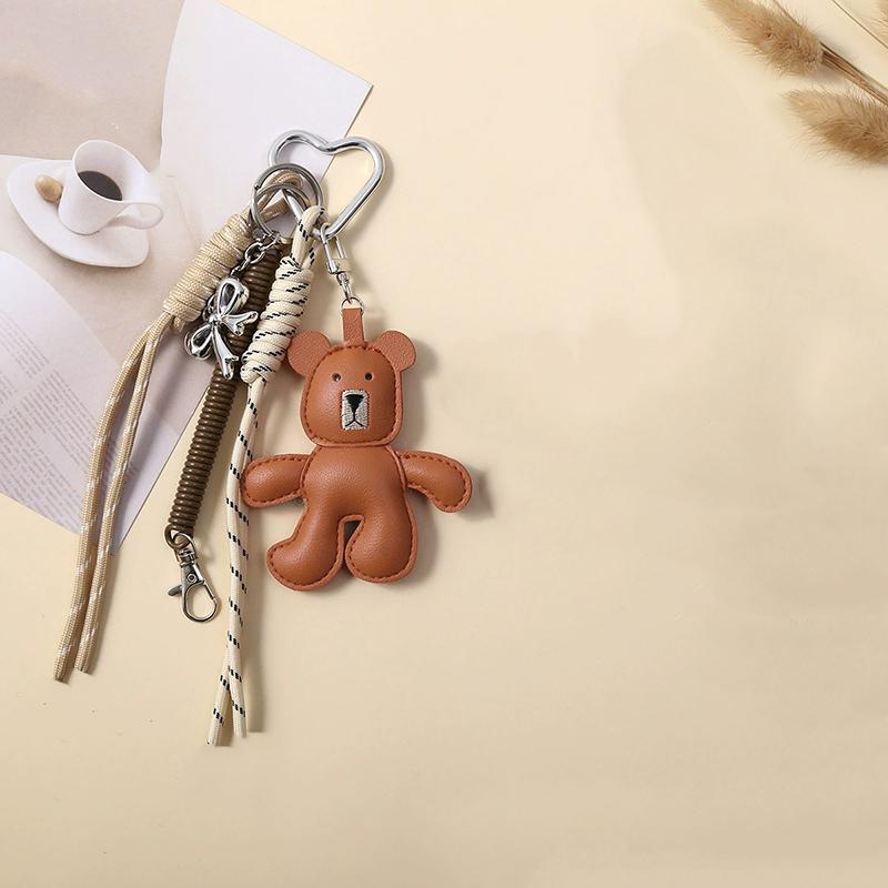 Yogodlns Faux Leather Bear Mini Backpack Hanging Handbag Pendant Bag Pendant Bags Accessories