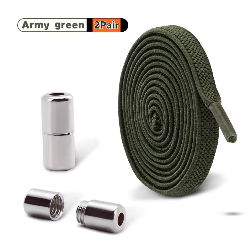 2Pair Capsule Lock Shoelaces Elastic Laces Sneakers No Tie Shoe Laces Without Ties Kids Adult 0.6cm Flat Shoelace for Shoes