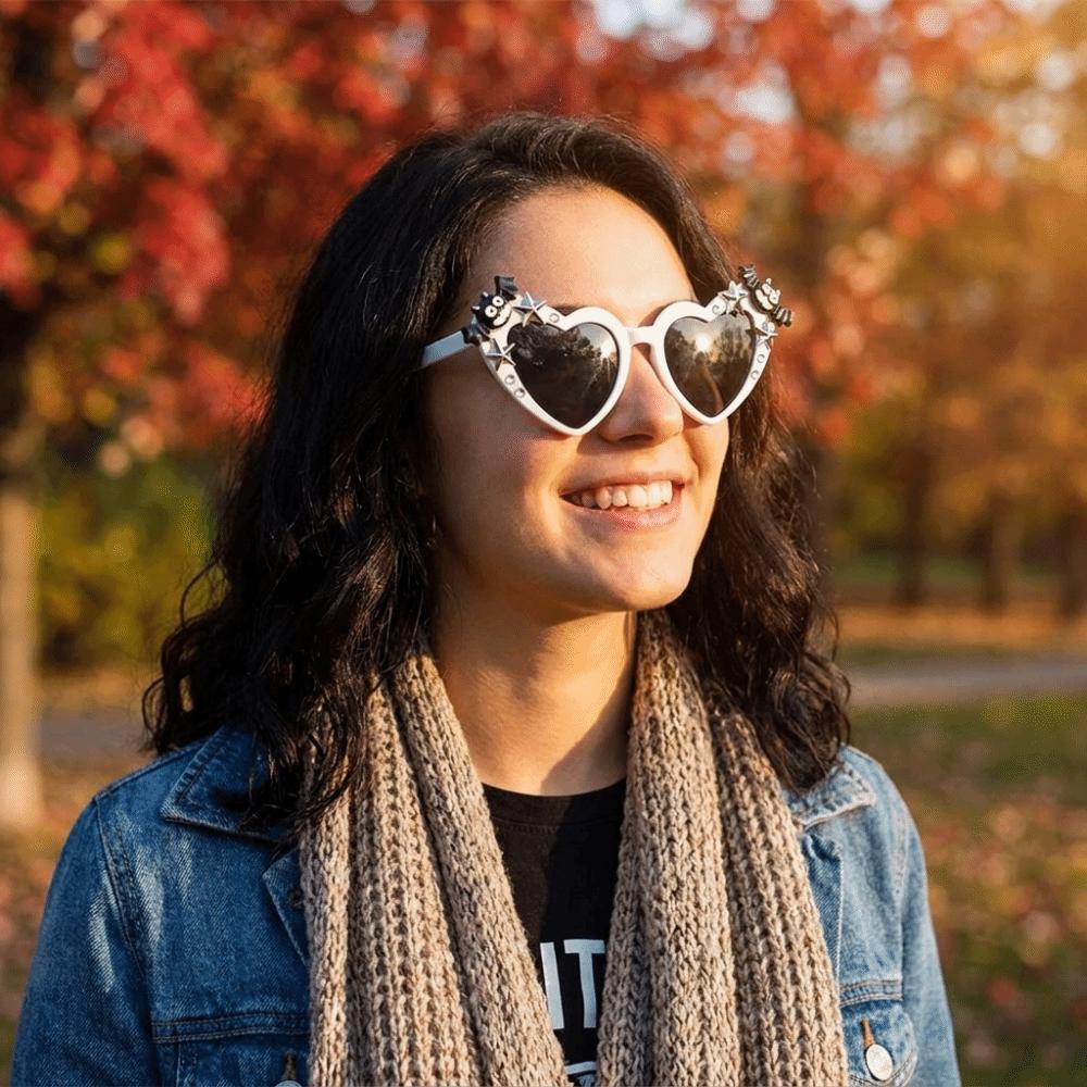 Creative Halloween Heart Pumpkin Glasses Plastic Bat Shaped Sunglasses  Halloween Party