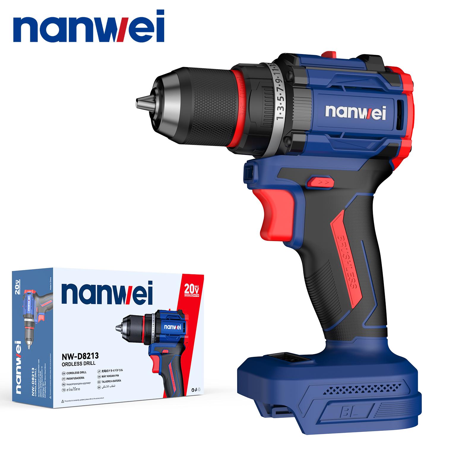 

NANWEI Электродрель 50Н 10 мм с двухскоростной функцией, 20 В, 1600 об/мин no battery and charger