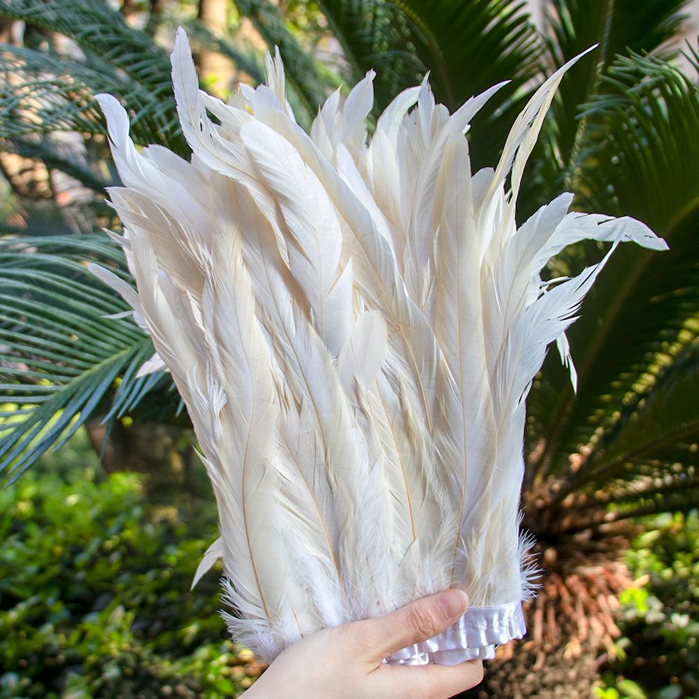 1Meter 25-30 Cm Rooster Feathers Trims Fringe Dyed Natural Cock Feather Ribbon For Party Costume Clothing Headdres Decoration