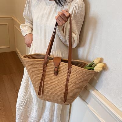 New Casual Small Fresh Woven Underarm Beach Bag Commuter Large Capacity Commuter Vegetable Basket Tote Bag Women
