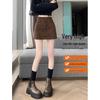 Coffee Suede A-Line High Waist Thickened Short Skirt - Plus Size Women's Hip-Hugging Slim Fit for Spring and Autumn