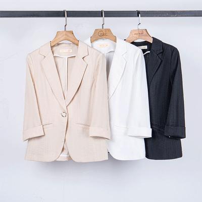 Primavera Novo Terno Pequeno Feminino Um Botão Damasco Branco Moda Slim Jaqueta de Terno Preto e Branco