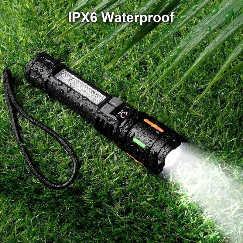 Super Bright Flashlight, Rechargeable Zoomable LED Flashlights High Lumens with 5 Modes, USB-C Charging, IPX6 Waterproof