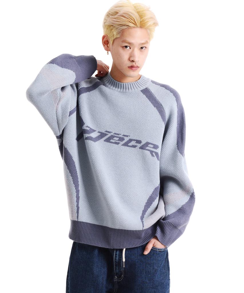 PEACE MAKER Piece Racing Knit Sweater (Grey)