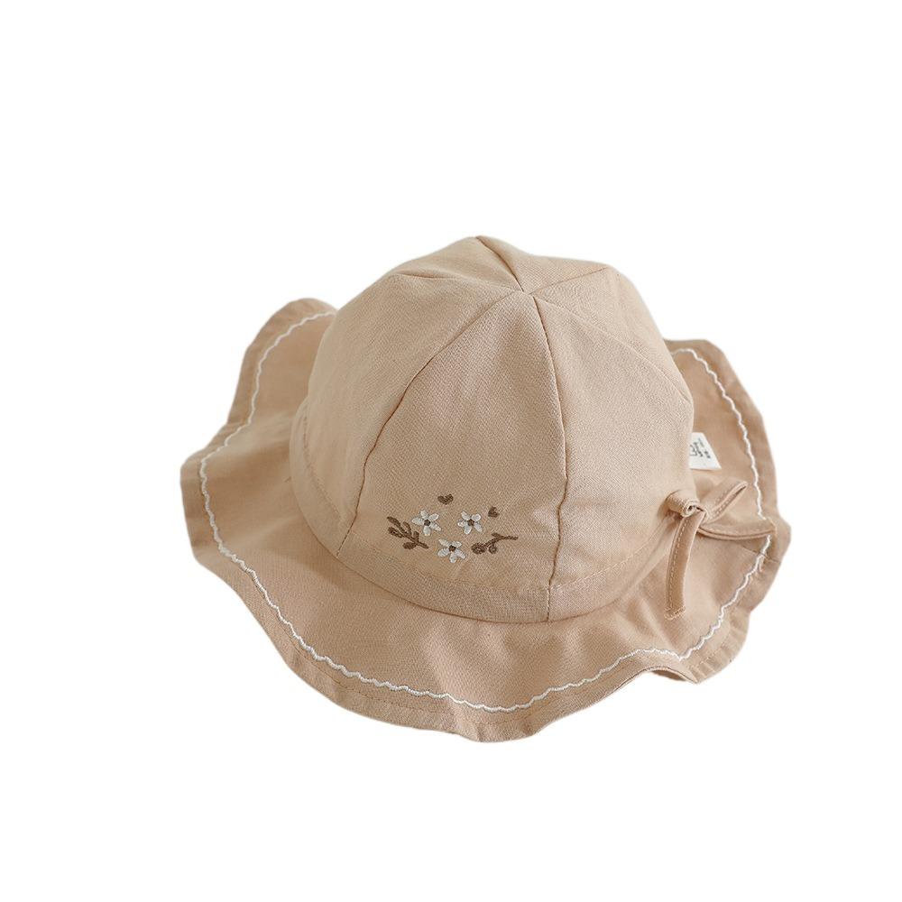 Pleated Baby Sunhat Flower Toddle Fisherman Hat Adjustable Infant Bucket Hat Boy