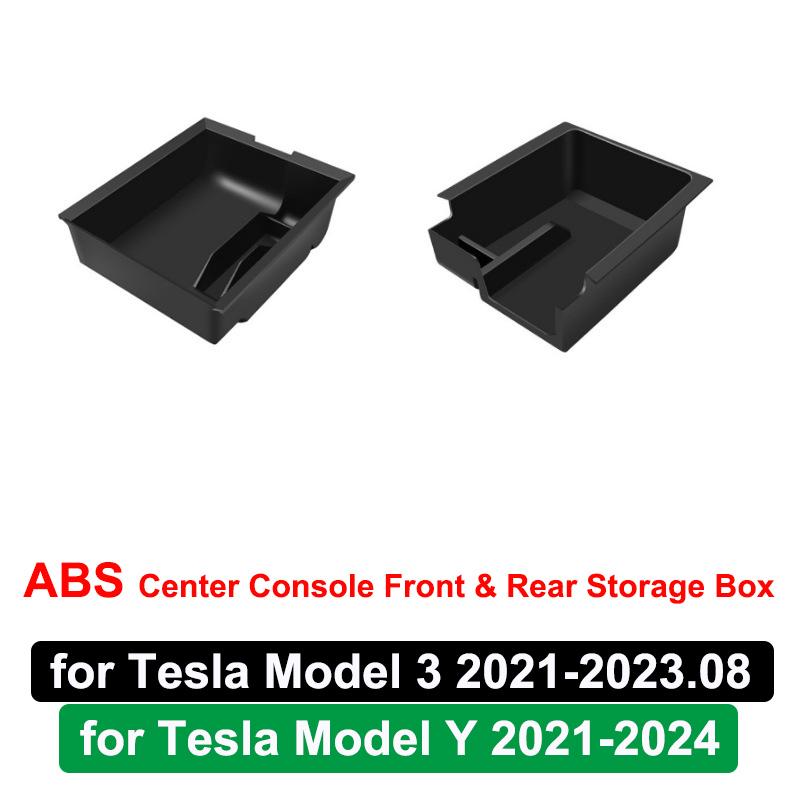 For Tesla Model Y 3 Center Console Storage Organizer Box Tray Armrest Hidden Box Bins Cup Holder Auto Interior Accessories