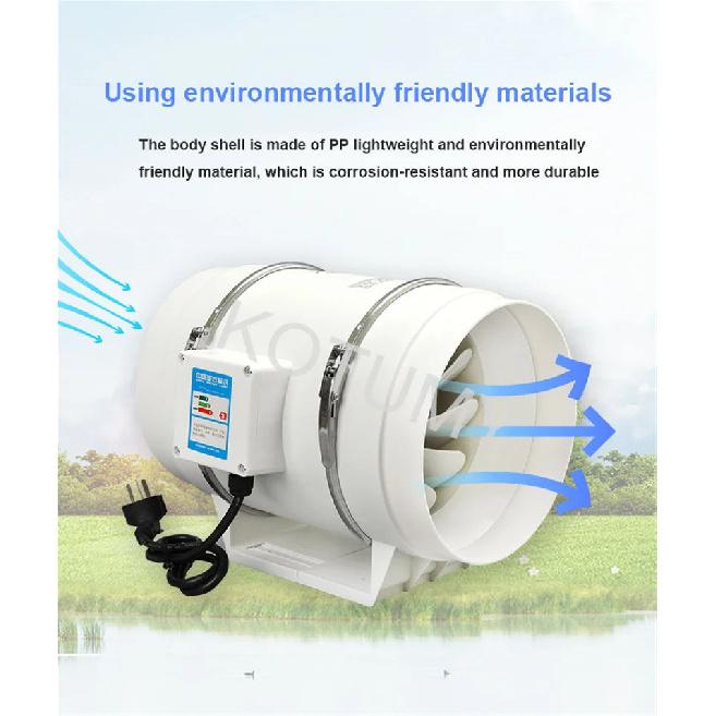 3/4/5/6/8 Inch Exhaust Fans Home Inline Pipe Duct Extractor Ventilation Kitchen Toilet Air Clean Ventilator Diagonal Flow Fan