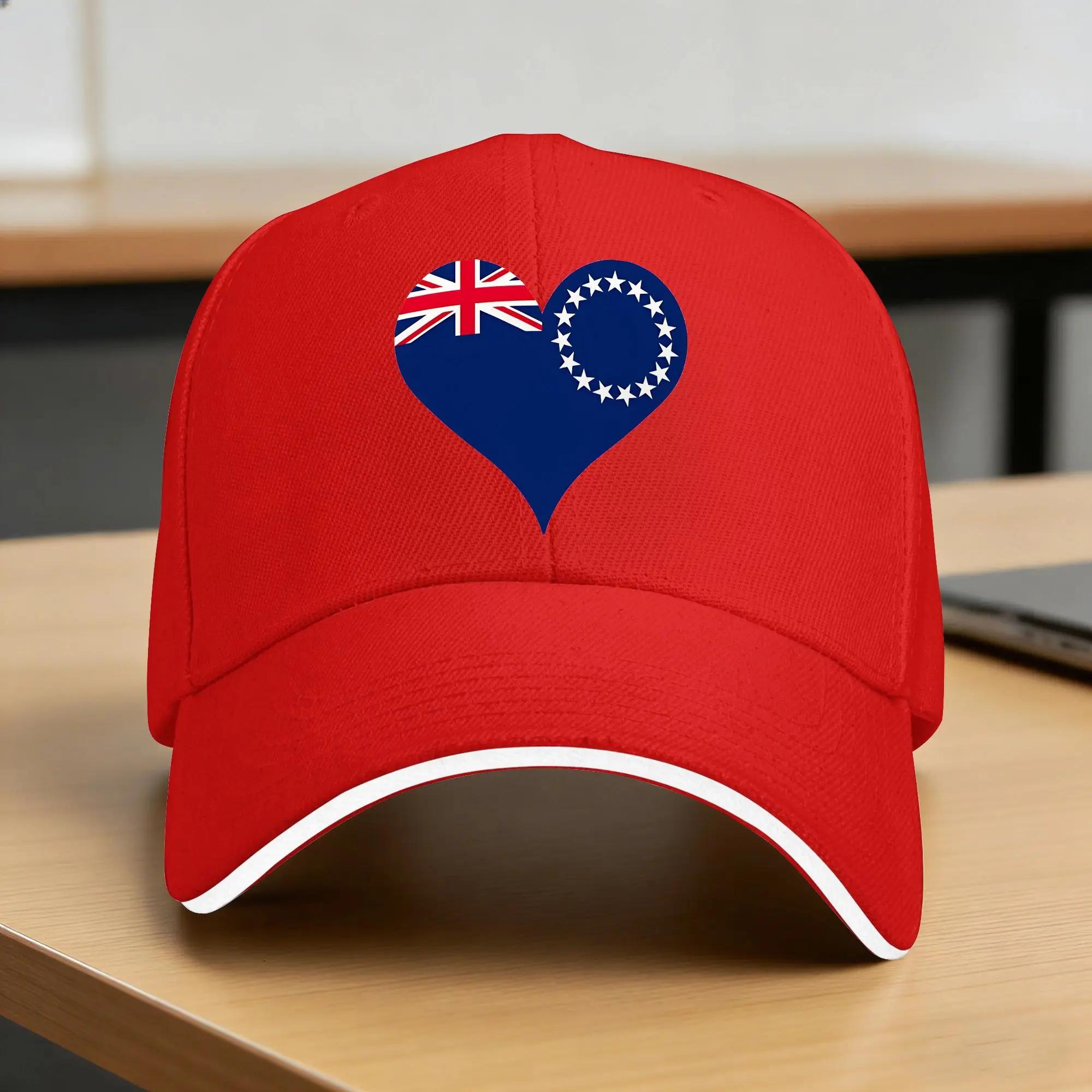 Cook Islands Heart Flag Baseball Cap Peaceful Unity Couple Women Hip Hop Hats Spring Casual Kpop Rock Hot Sale Baseball Caps One Size