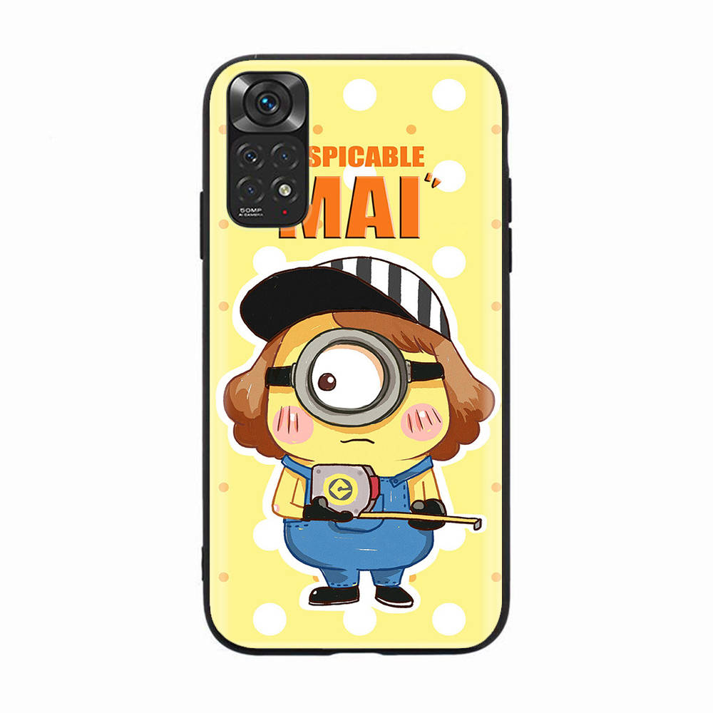 Black Case for Xiaomi Poco X6 X4 M5 M6 F5 F6 C65 C55 C50 C51 C40 Pro Redmi 14C A3X 13C 12C 11T 10A 9C Note 7 6 8A Plus M-78 Cute Minions