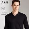 Antonio Men's 100% Merino Wool Business Casual Long-Sleeve Polo Shirt