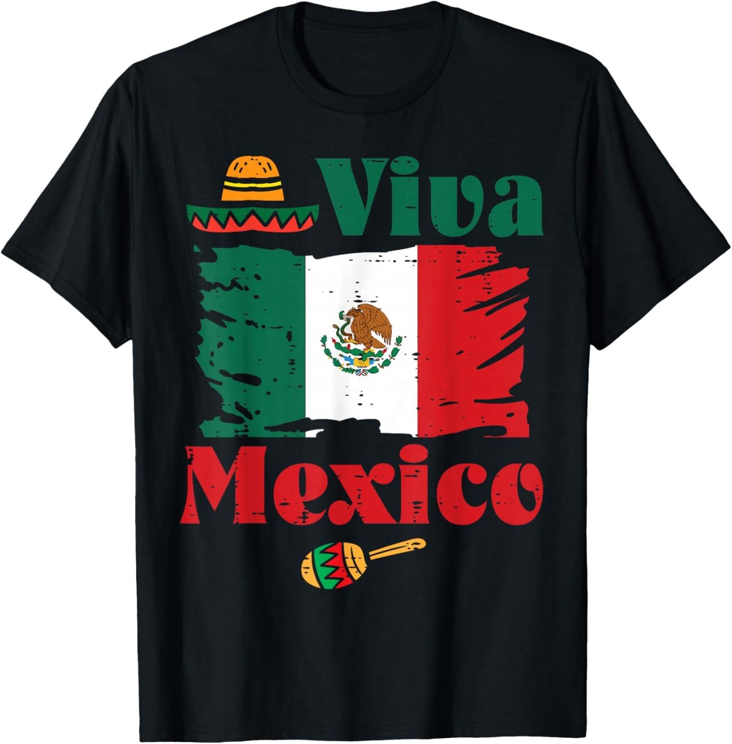 Viva Mexico Flag Mexican Independence Day T-Shirt S
